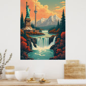 Statue of Liberty and CN Tower Landscape Poster (Keuken)