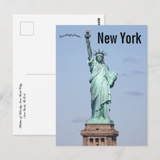 Statue of Liberty Blue Sky New York, Verenigde Sta Briefkaart (Voorkant / Achterkant)