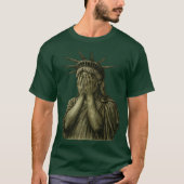 Statue of Liberty covering her face in shame polit T-shirt (Voorkant)