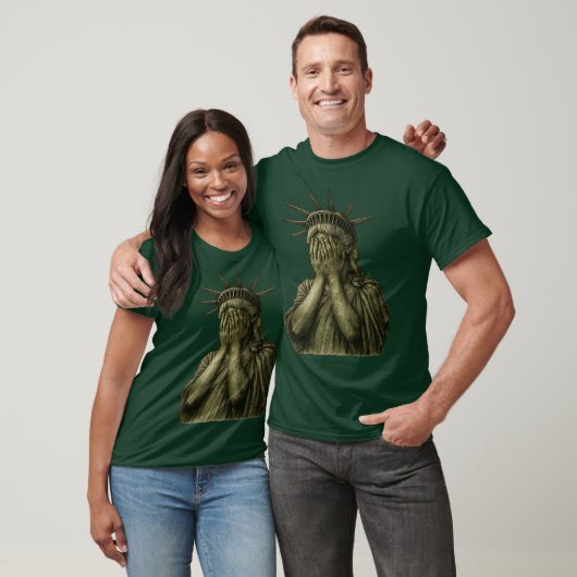 Statue of Liberty covering her face in shame polit T-shirt (Unisex)