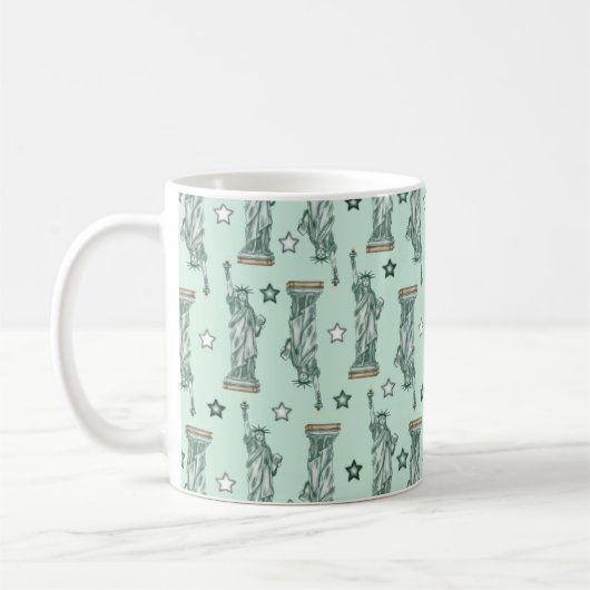 Statue of Liberty - Green Stars Coffee Mug Koffiemok (Links)