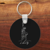 Statue Of Liberty Hand-drawn One Line New Art Draw Sleutelhanger (Voorkant)