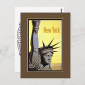 statue of liberty new york travel poster briefkaart (Voorkant / Achterkant)