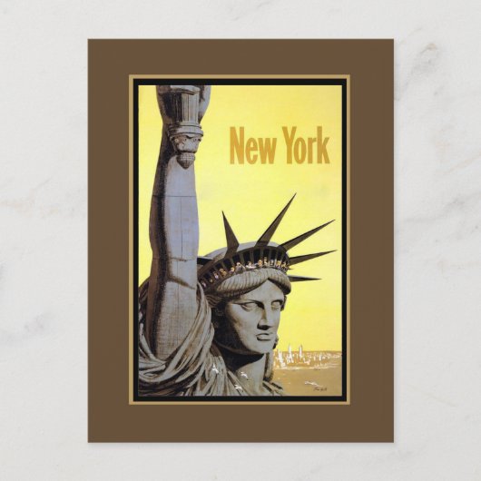 statue of liberty new york travel poster briefkaart (Voorkant)