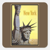 statue of liberty new york travel poster vierkante sticker (Voorkant)