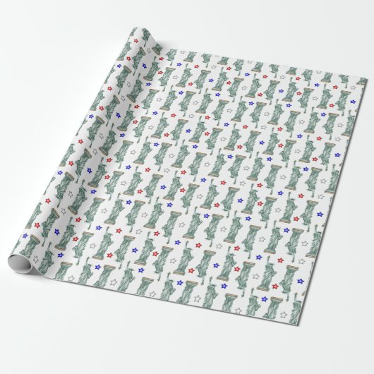 Statue of Liberty - Patriotic Stars Wrapping Paper Cadeaupapier (Uitgerold)