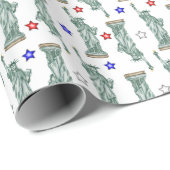 Statue of Liberty - Patriotic Stars Wrapping Paper Cadeaupapier (Rol Hoek)