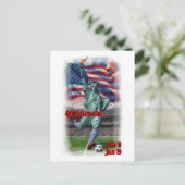 Statue of Liberty playing Soccer on a  Feestdagenkaart (Staand voorkant)