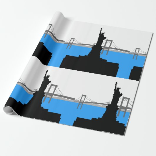 Statue of Liberty Silhouette New York Skyline Cadeaupapier (Uitgerold)