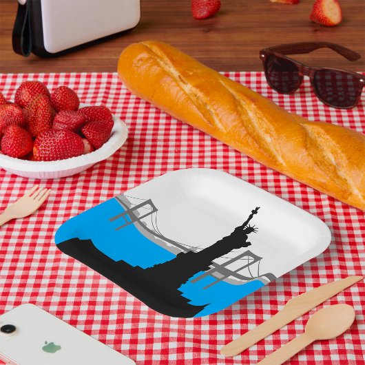 Statue of Liberty Silhouette New York Skyline Papieren Bordje