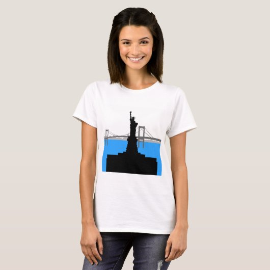 Statue of Liberty Silhouette New York Skyline T-shirt (Voorkant volledig)