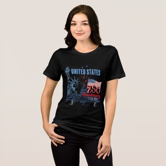 Statue of Liberty US 250 Years Anniversary  Tri-Blend Shirt (Voorkant volledig)