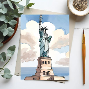 Statue Of Liberty   Waterverf Landmark Briefkaart