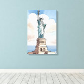 Statue Of Liberty | Waterverf Landmark Canvas Afdruk (Insitu (Houten vloer))