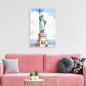 Statue Of Liberty | Waterverf Landmark Canvas Afdruk (Insitu (Woonkamer))