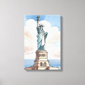 Statue Of Liberty | Waterverf Landmark Canvas Afdruk (Voorkant)