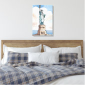 Statue Of Liberty | Waterverf Landmark Canvas Afdruk (Insitu (Slaapkamer))