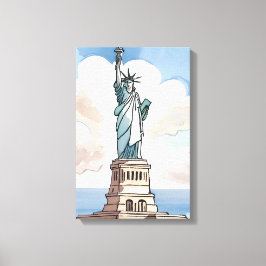 Statue Of Liberty | Waterverf Landmark Canvas Afdruk