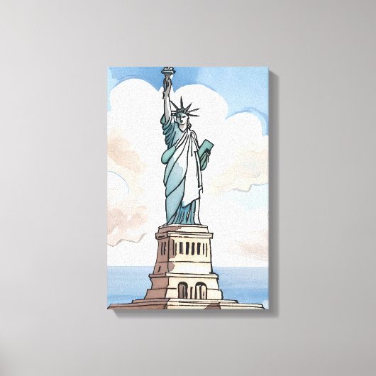 Statue Of Liberty | Waterverf Landmark Canvas Afdruk (Voorkant)