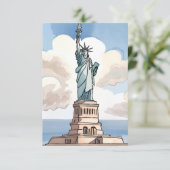 Statue Of Liberty | Waterverf Landmark Kaart (Staand voorkant)