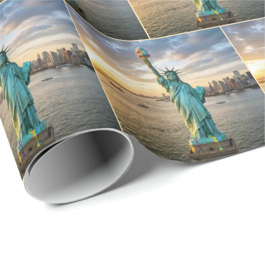 Statue of Liberty with a Dripping Ice Cream Cone Cadeaupapier (Rol Hoek)