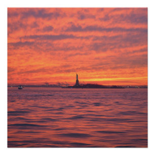 Statue of Liberty Zonsondergang Poster