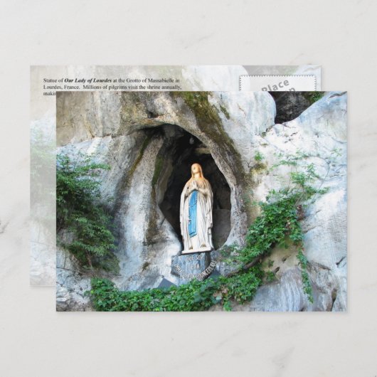 Statue of Our Lady of Lourdes, Lourdes, Frankrijk Briefkaart (Voorkant / Achterkant)