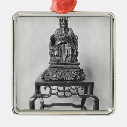Statuette of Confucius as a Mandarin, Qing Metalen Ornament (Voorkant)