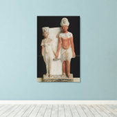 Statuette van Amenophis IV en Nefertiti Canvas Afdruk (Insitu (Houten vloer))