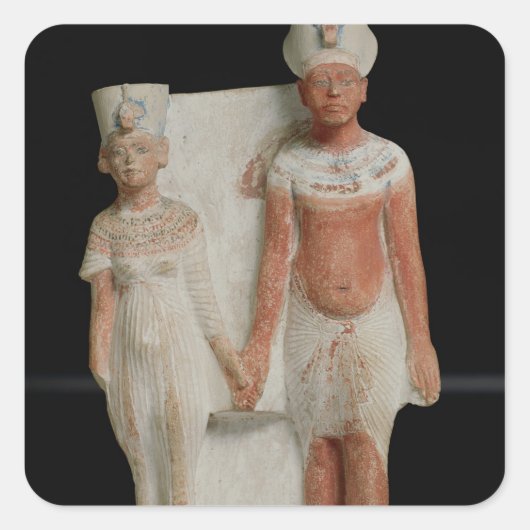 Statuette van Amenophis IV en Nefertiti Vierkante Sticker (Voorkant)