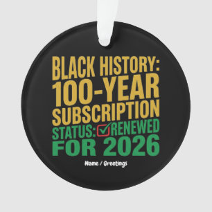 Status 100-jarige Black History-abonnement vernieu Ornament