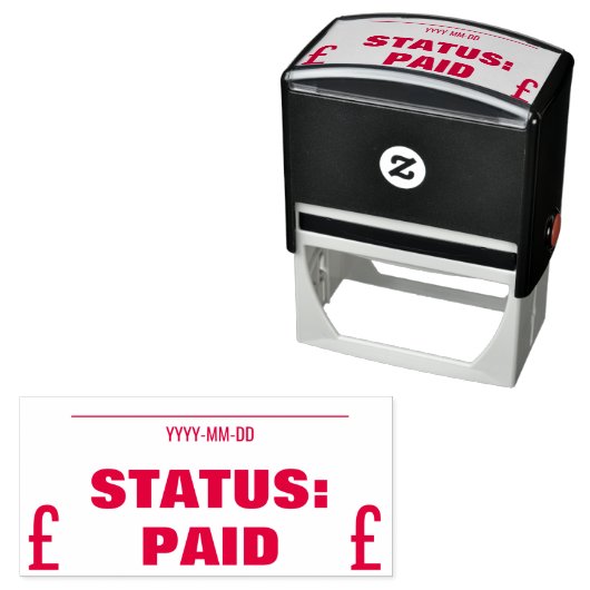 "STATUS: BETAALD" Rubberstempel Zelfinktende Stempel (In situ)