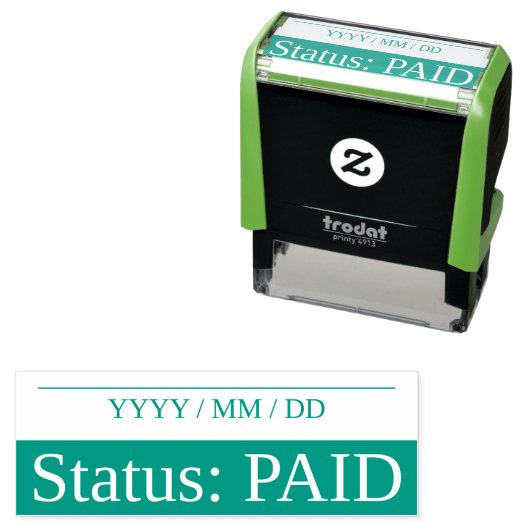 "Status: BETAALD" Rubberstempel Zelfinktende Stempel (In situ)
