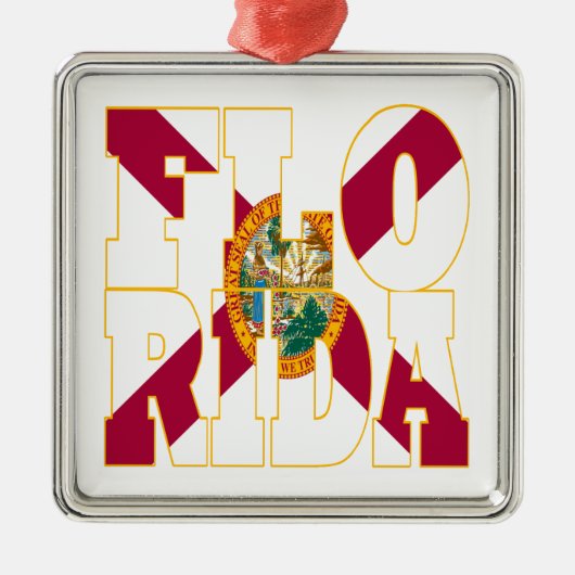 Status Florida-tekst Metalen Ornament (Voorkant)