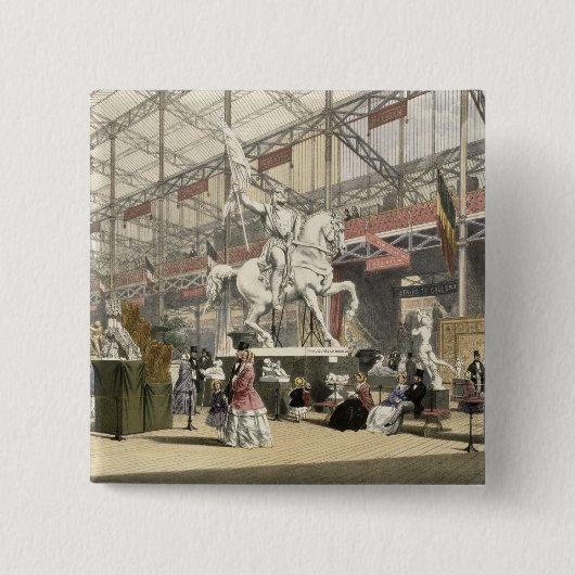 Status in het Belgische deel van de Grote Exhibi Vierkante Button 5,1 Cm (Voorkant)