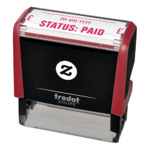 "STATUS: PAID" + Pond Sign Rubber Stempel