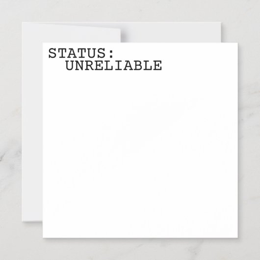 Status Unreliable Minimalist Typographic Magnetische Uitnodiging (Voorkant)