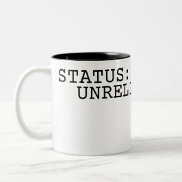 Status Unreliable Minimalist Typographic Tweekleurige Koffiemok