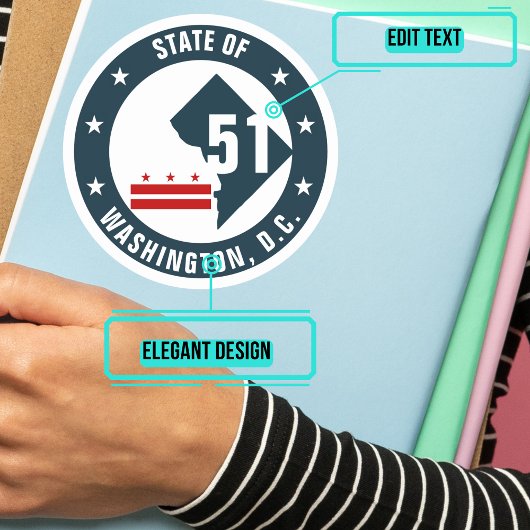 Status van de Washington DC-Logo Button Ronde Sticker