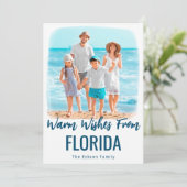 Status Waterverf Beach-fotokerstkaart Feestdagenkaart (Staand voorkant)