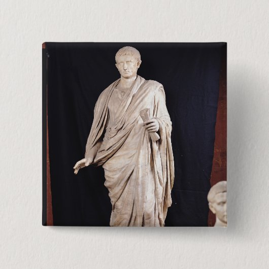 Statuut van de Caesar Augustus Vierkante Button 5,1 Cm (Voorkant)