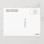Statuut van de pater Serra van Santa Barbara Missi Briefkaart (Achterkant)
