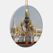 Statuut van de roze olifanten Bangkok Thailand Keramisch Ornament (Rechts)