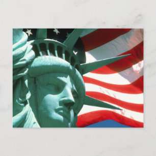 STATUUT VAN VRIJHEID MET AMERIKAANSE VLAG BRIEFKAART