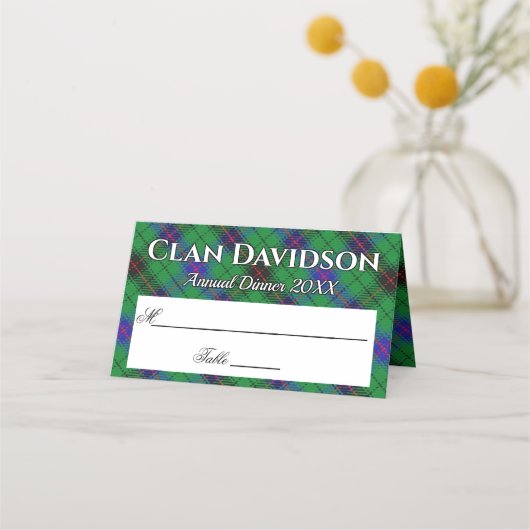 Staty Clan Davidson Tartan Motto Plaatskaartje (Voorkant)