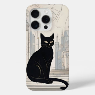 Statzwarte kat, digitale kunst iPhone 15 pro case