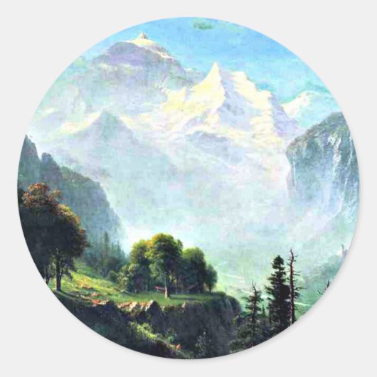 Staubbach-waterval bij Lauterbrunnen Zwitserland Ronde Sticker (Voorkant)
