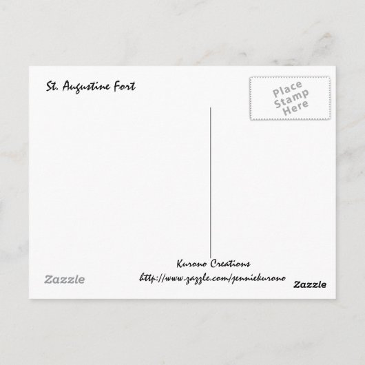 Staugustinefort, St. Augustine, Florida Briefkaart (Achterkant)