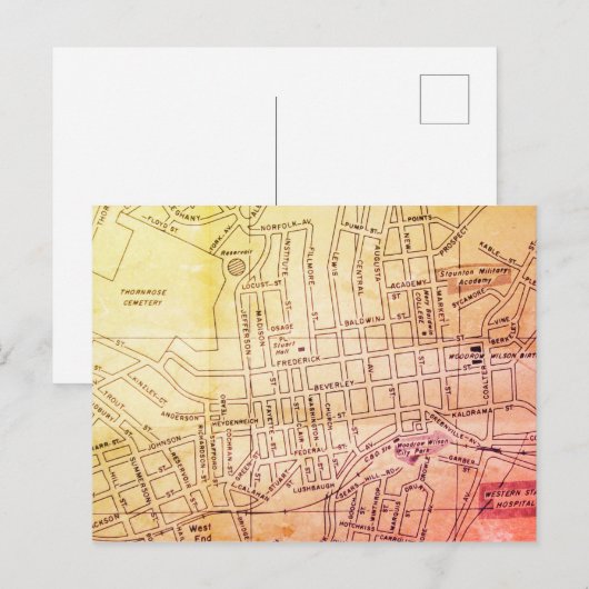 Staunton, VA  kaart (Voorkant / Achterkant)