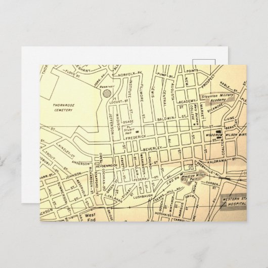 Staunton, VA  kaart (Voorkant / Achterkant)